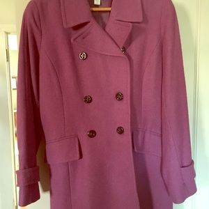 Hip-length trench style coat. Beautiful orchid.